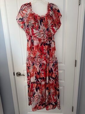 Rabbit Rabbit Rabbit Red and Pink Floral Maxi Dress